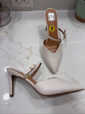 DV by Dolce Vita Cream Pointed Toe Slingback Heels